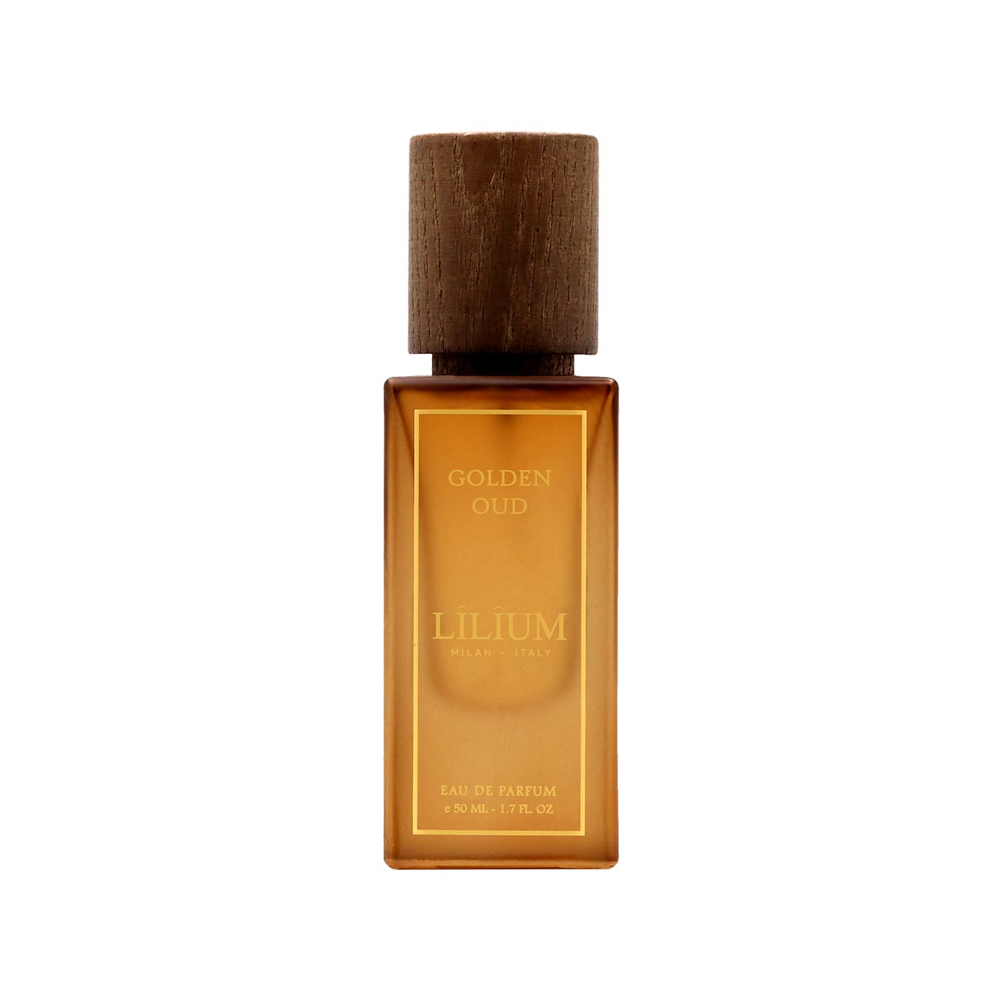 Golden Oud eau de parfum bottle by LÎLÎUM Milan, niche Italian oud fragrance