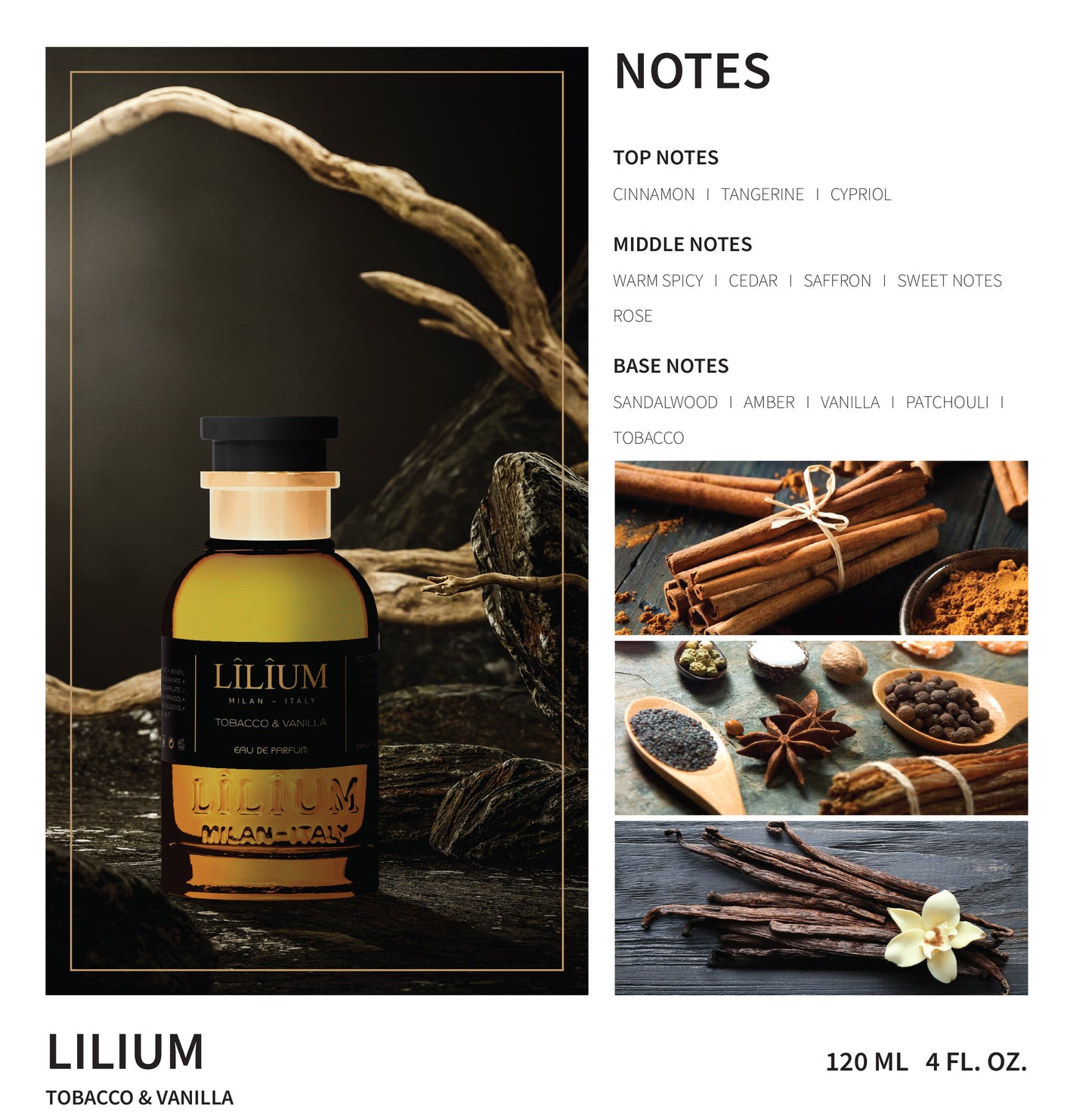 Tobacco & Vanilla eau de parfum by LÎLÎUM Milan, sweet tobacco niche fragrance